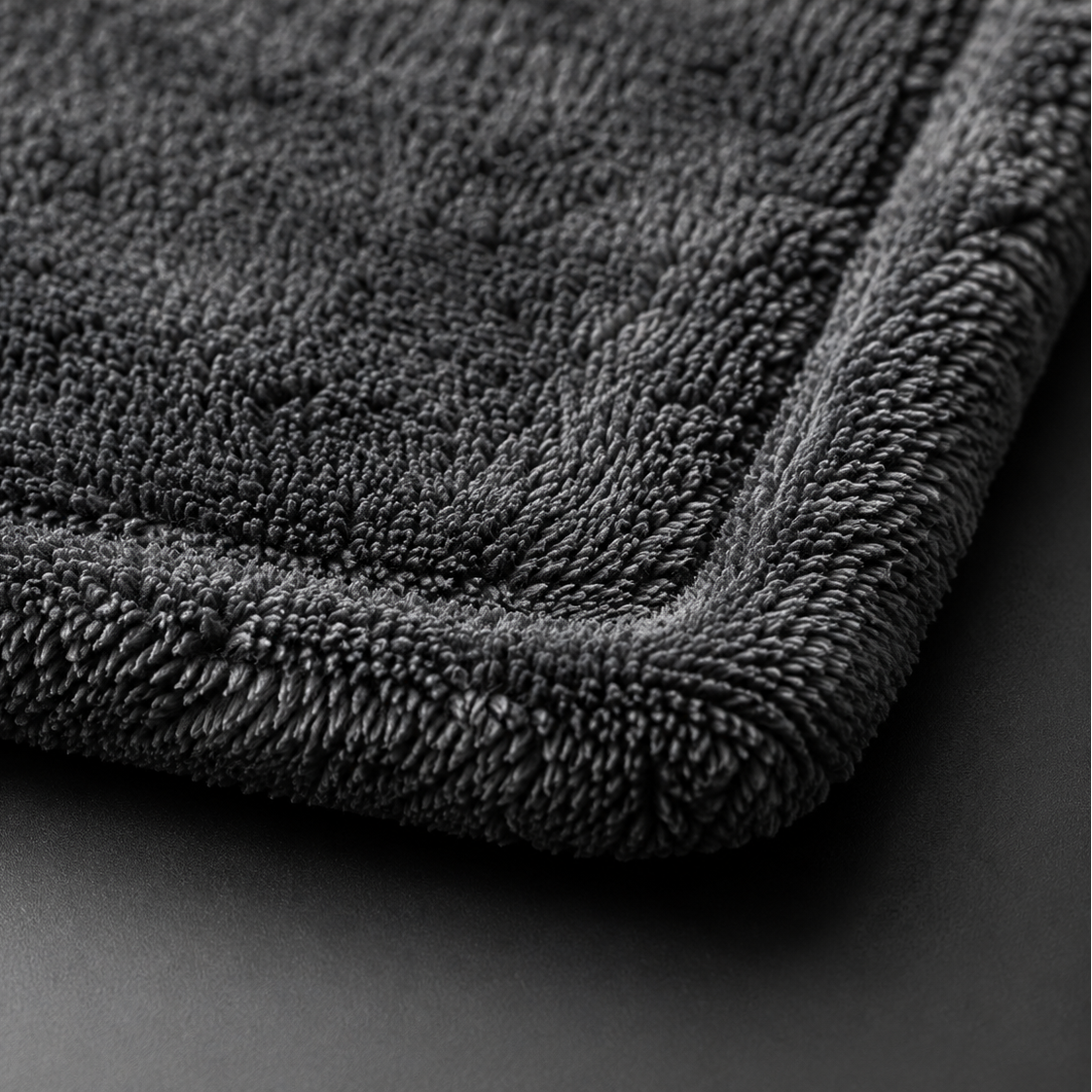 Close-up of a gray microfiber corner view 